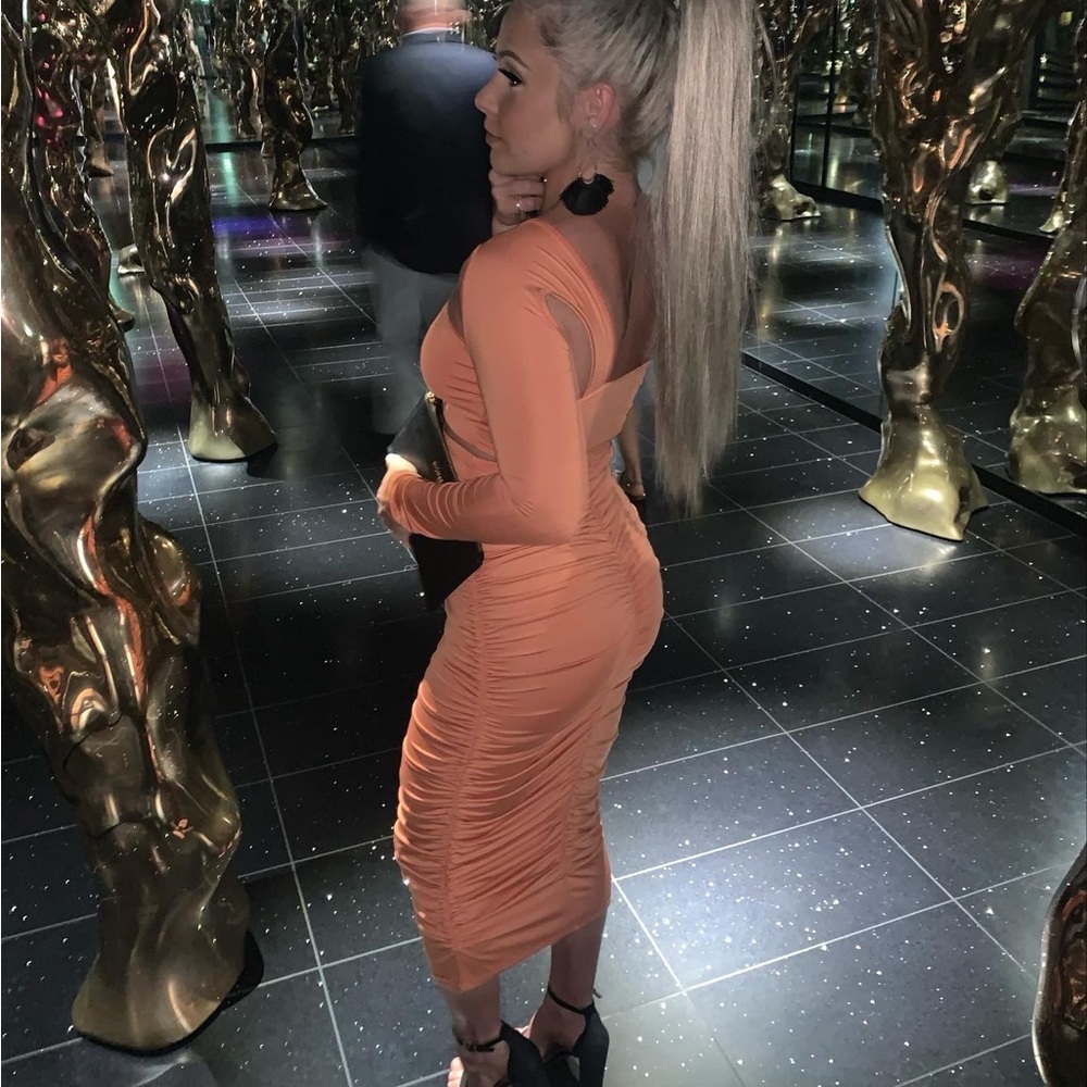 Orange two piece skirt set